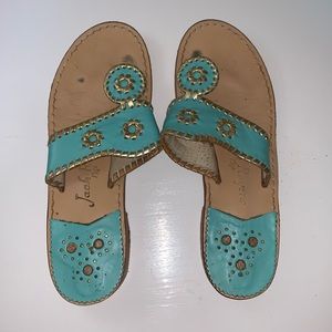 Teal and gold Jack Rogers